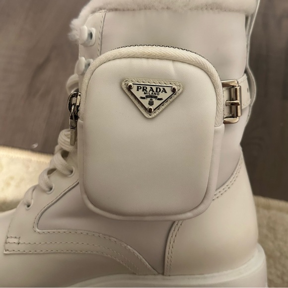 PRADA MONOLITH LEATHER PLATFORM BOOTS - Picture 5 of 6